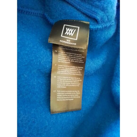 We Norwegians XS Blue Merino Wool Blend Quarter Zip Pullover Fleece - Picture 6 of 7